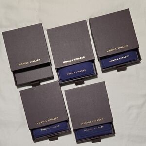 Monica Vinader Purple Pouch With Brown and Gold Jewelry Boxes